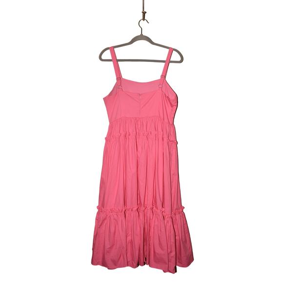PINCH NEW $89 Hot Pink‎ Ruffle Tiered Sleeveless Midi Dress Large - Picture 2 of 3